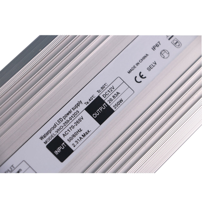 単一の出力12V 20A一定した電圧LED運転者250wアルミニウム ハウジング